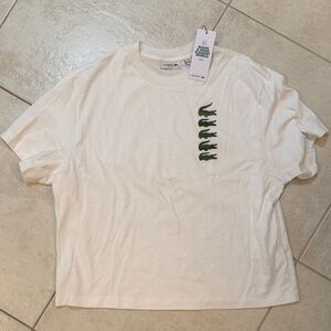 Lacoste White T-Shirt with Green Logo oversized